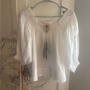 NWT Farm Rio Blue Yard Balloon Sleeve Blouse